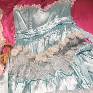 Aqua Satin Gunne Sax Tea Length